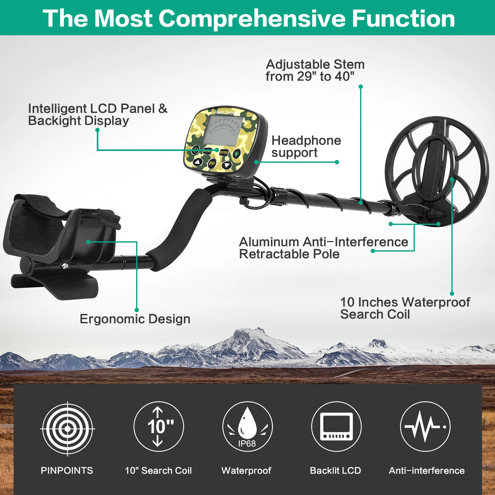 Hand Held 2.5M Depth Detector De Metales-Profesional Silver Metal Gold Detector Underground Finder