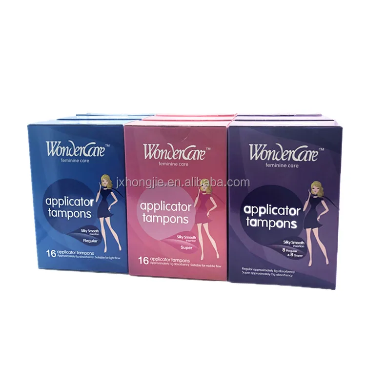Wondercare disposable organic cotton tampons with plastic applicator