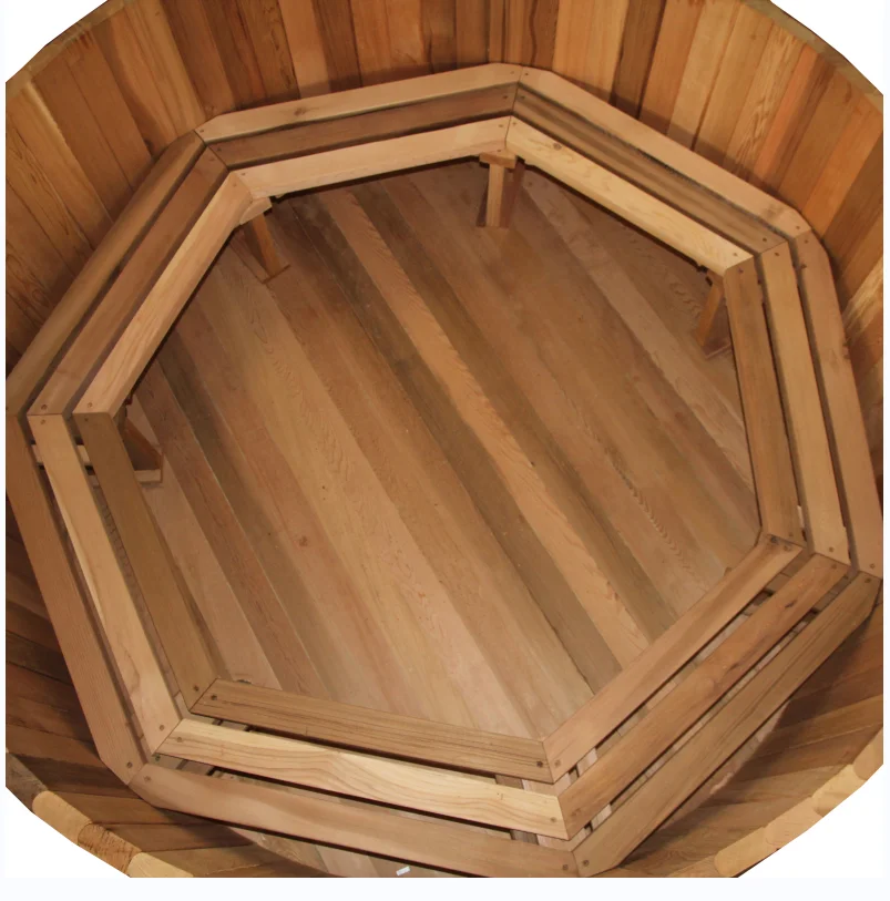 3/4/6/8 Persons  Inflatable Wood Fired Hot Tub SPA Clear Cedar Bathtub