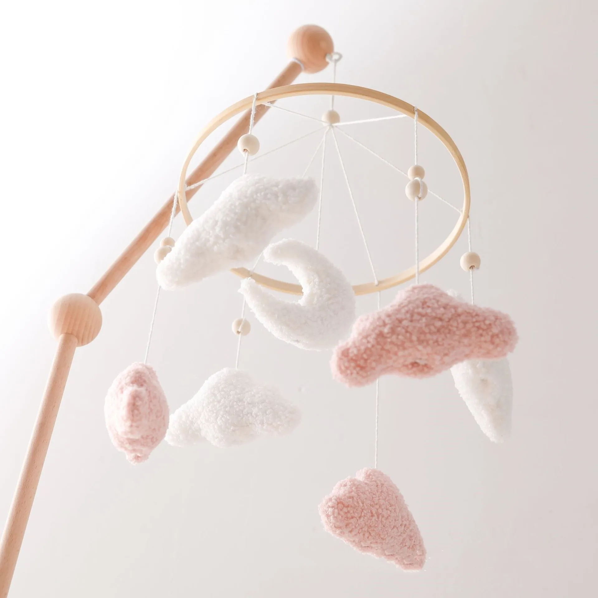 Wholesale Nordic Kids Room Decor Newborn Baby Gift Kids Hanging Handmade Toys Moon and Cloud Felt Baby Crib Mobile Nursery