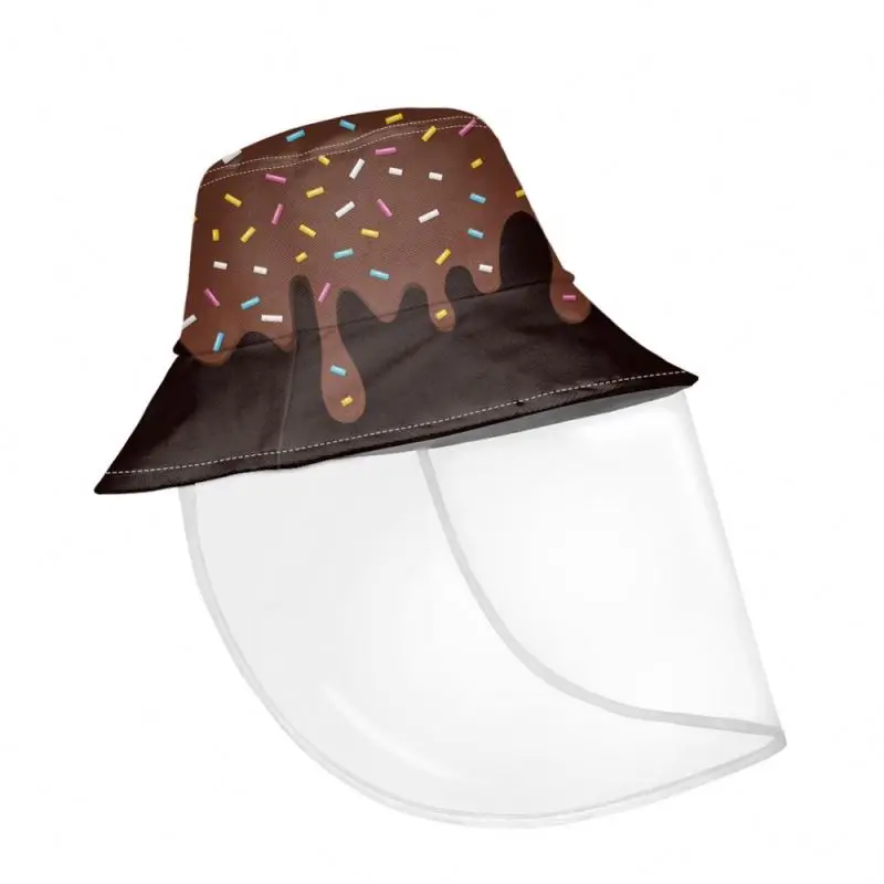 
New Fashion Funny Chocolate Pattern Sunhat Full-face Anti-spitting Protective Hat Dustproof Cover Boys Girls Sport Fisherman 