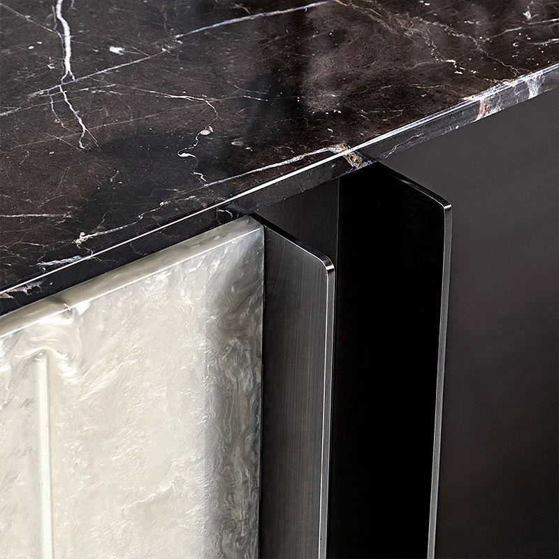 Customize Design Marble Top Tv Table Natural Stand Cabinets With Stainless Steel