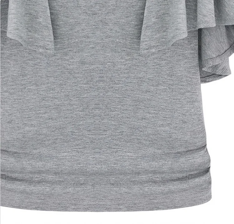 
Solid color ruffle top high quality over sized bulk polyester blanks cotton t shirts 