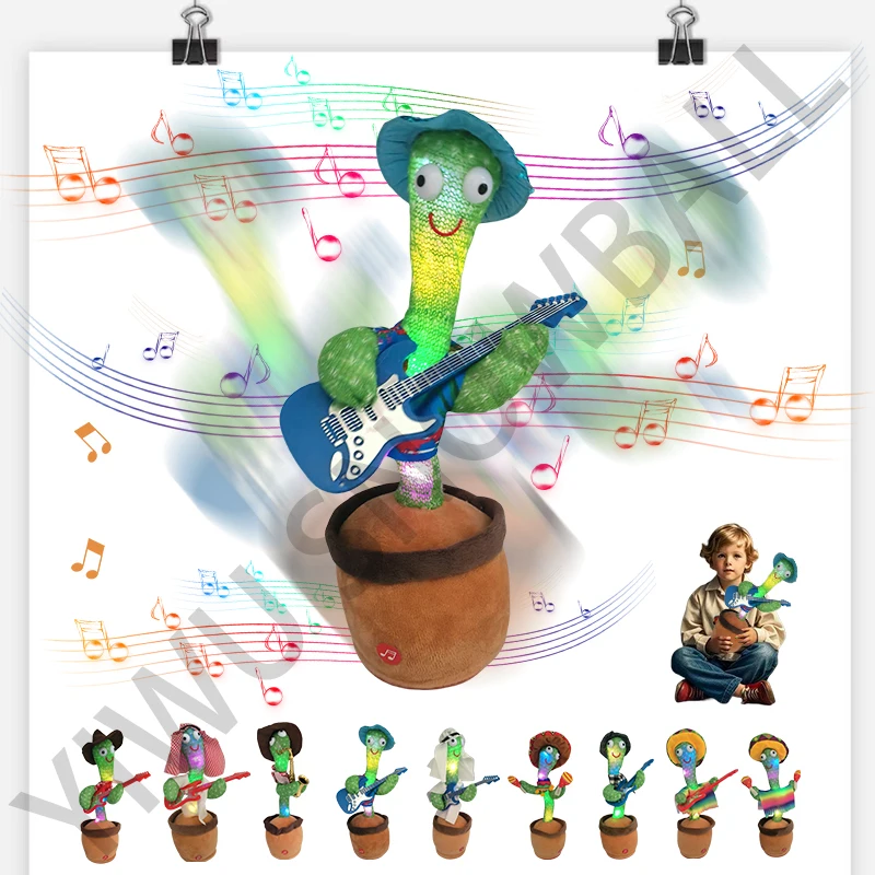 Popular Cactus Toy Dancing Cactus Twisting Singing Learning Tongue Recording Learning To Speak USB Battery Lighting Up Cactus