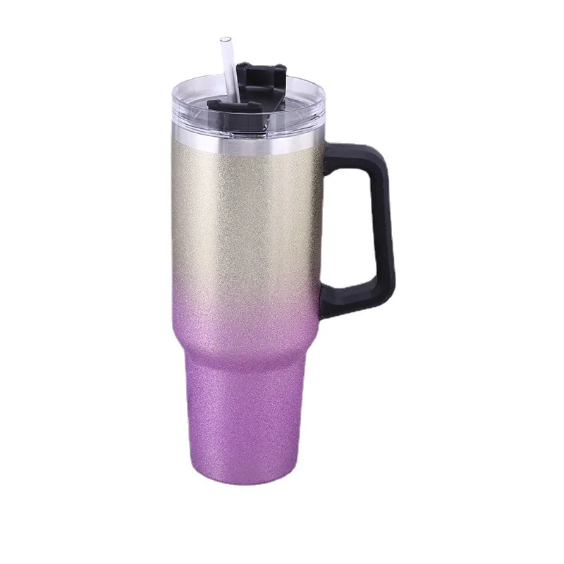 Factory Custom 40oz Sublimation Blank mug Diamond Paint Coat Shiny Stainless Steel Insulated Car Mug Travel Tumbler