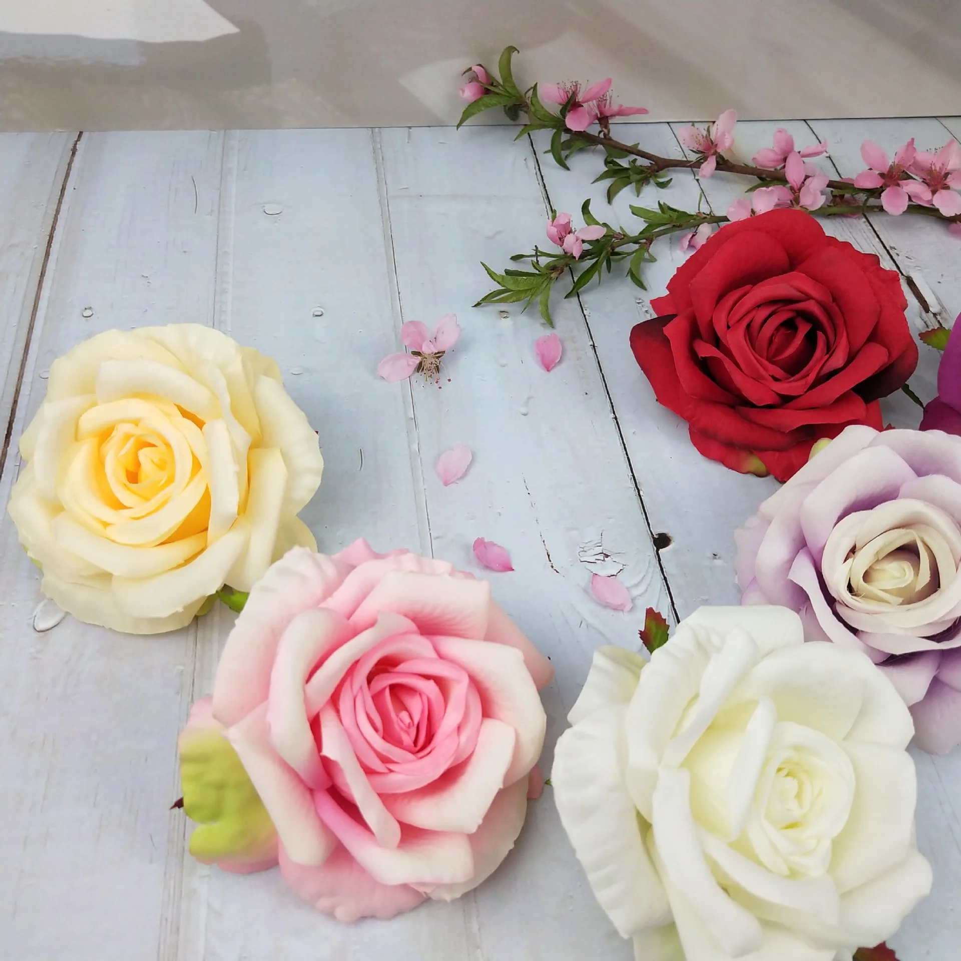 Artificial flower rose head petal rose bouquet for wedding decoration pink rose