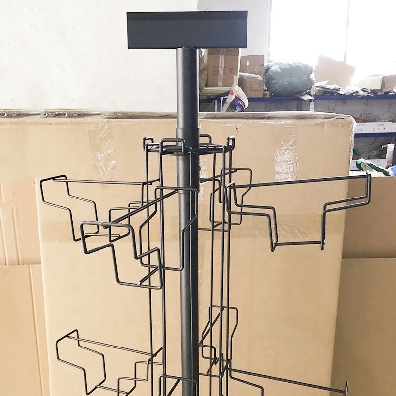 Custom Store Retail Postcard Gift Greeting Card Note Sticker Book Magazine Poster Flyer Metal Wire Rotating Display Rack Stand