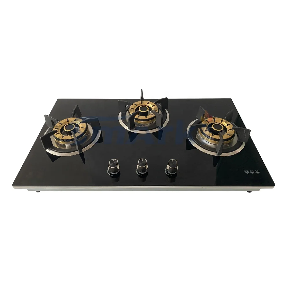 Новейшие стеклянные газовые Варочные панели, латунная Тройная горелка с 3 ВОК, газовая плита