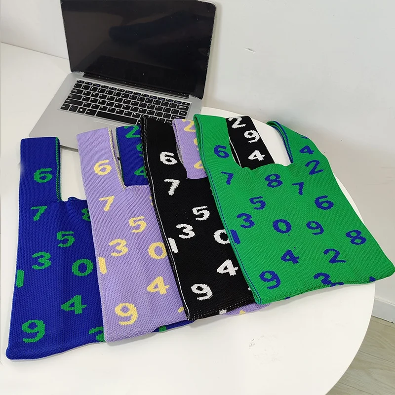 Summer New Vest Shape Digital Crochet Bag Ladies Fashion Yarn Knit Tote Handbag