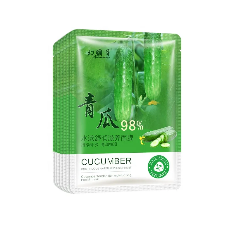 Wholesale Natural Organic Bitter Gourd Cucumber Aloe Vera Moisturizing Soothing Slimming Face Sheet Mask Facial Mask Sheet