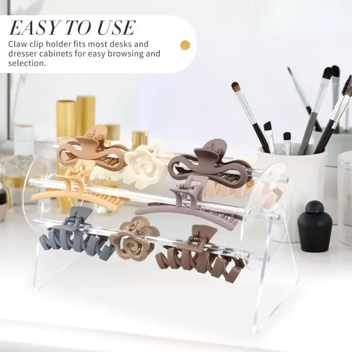 Custom Acrylic Claw Clip Organizer Holder 360-Degree Rotating Claw Clip Holder for Women and Girls