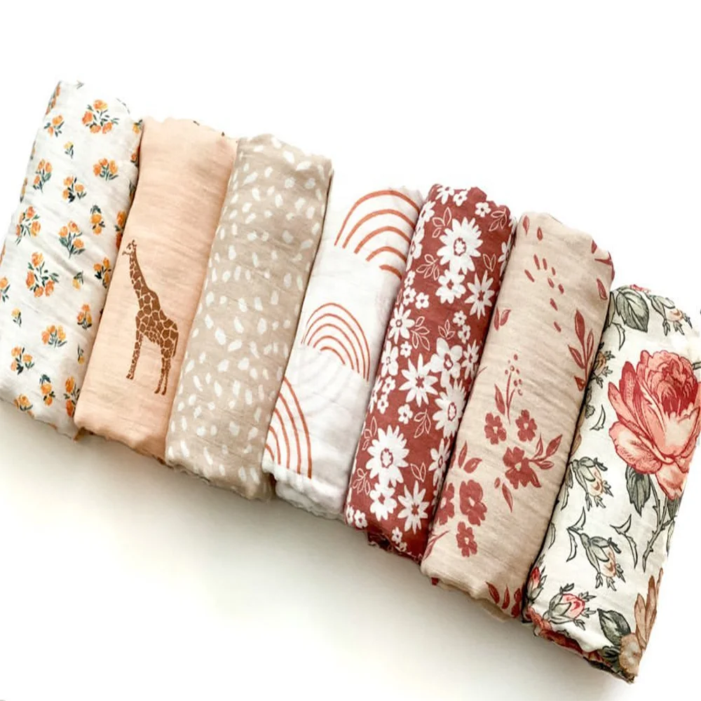 Animal Custom Pattern 47*47 Inches Swaddle Organic Cotton Bamboo Baby Newborn Swaddle Wrap Blanket
