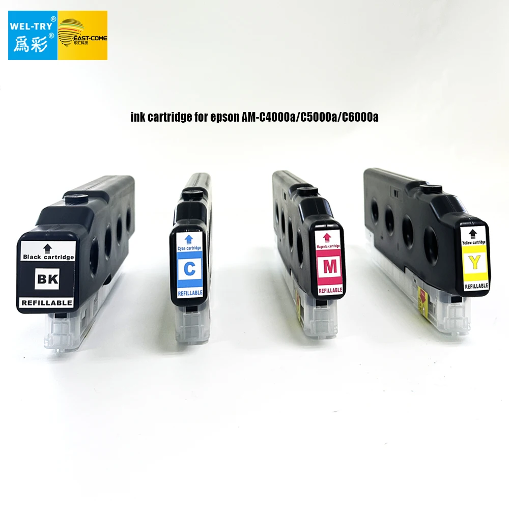 WEL-TRY compatible ink cartridge T08C T08C1-T08C4 for Epson AM-C5000a AM-C6000a  enterprise Printer with chip full ink all new