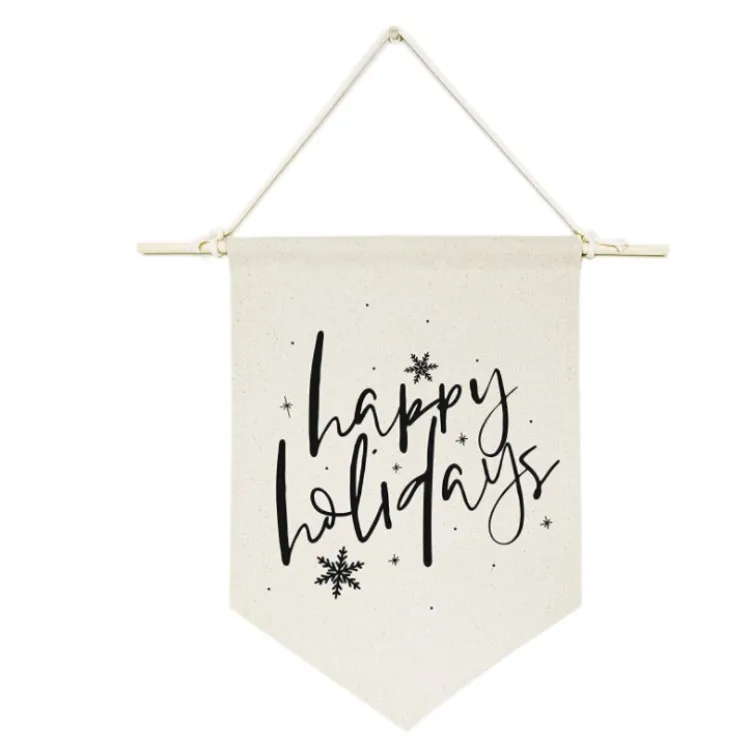 Пользовательский логотип сублимированный принт простой хлопчатобумажный холст висящий на стену баннер флаг