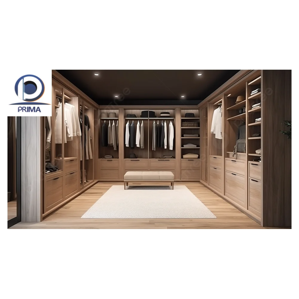 PRIMA Manufacturer Customized Bedroom Walk-in Portable Wardrobe Closet Modern Wooden Wardrobes Room Cabinets