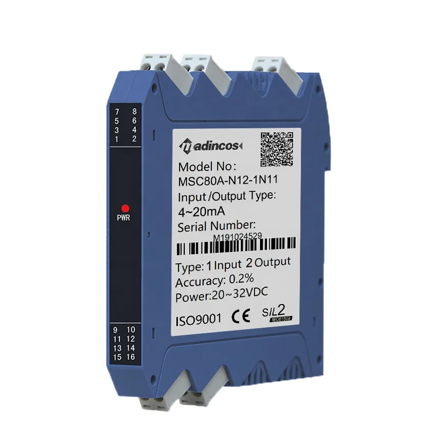 MSC80A:Isolated DIN35mm Single Dual Input Output Module Analog Signal Spliter Isolator with 4-20ma, 0-10ma, 0-5V,0-10V,0-20ma