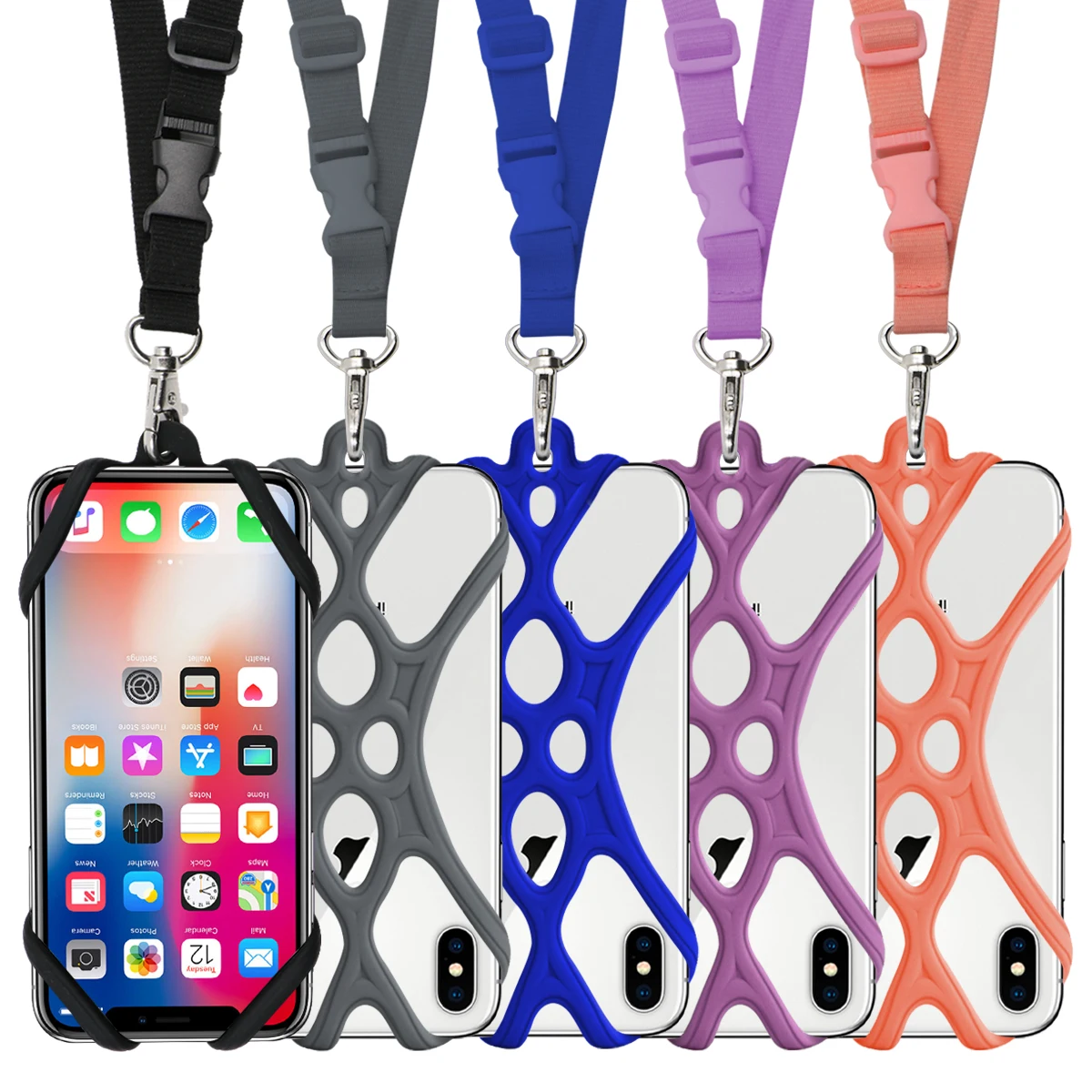 Latest Silicon Universal Mobile Phone Case With Strap For Huawei P20/P20 pro/P30/P30 pro/Mate 20/Mate X