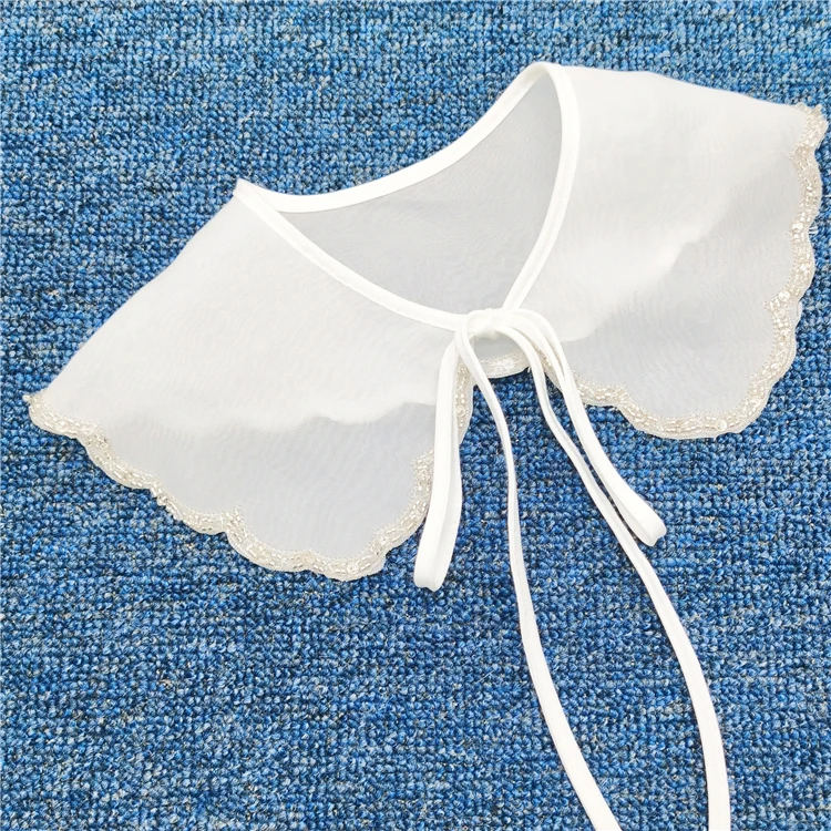 Factory custom collar wavy edge decorative Lace women white false collar detachable