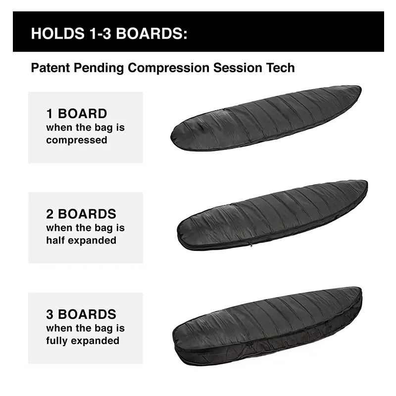 OEM customised wheeled surfboard bag carrier for water sport Durable 600D polyester travel surfboard bag cover