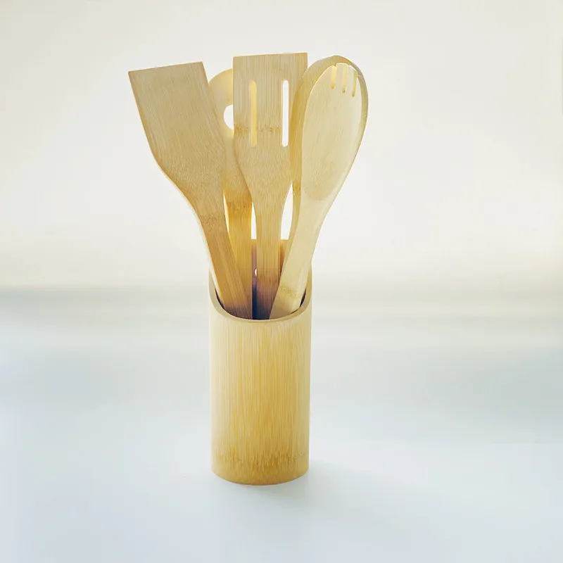 Eco-friendly Non-stick 6 Pieces Natural Bamboo  Cutlery Cooking Utensils Set