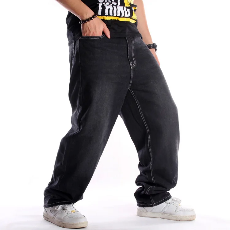 European And American Street Trend Black Plus Size Pants Jeans Men Baggy Loose Wide Leg Jeans Men