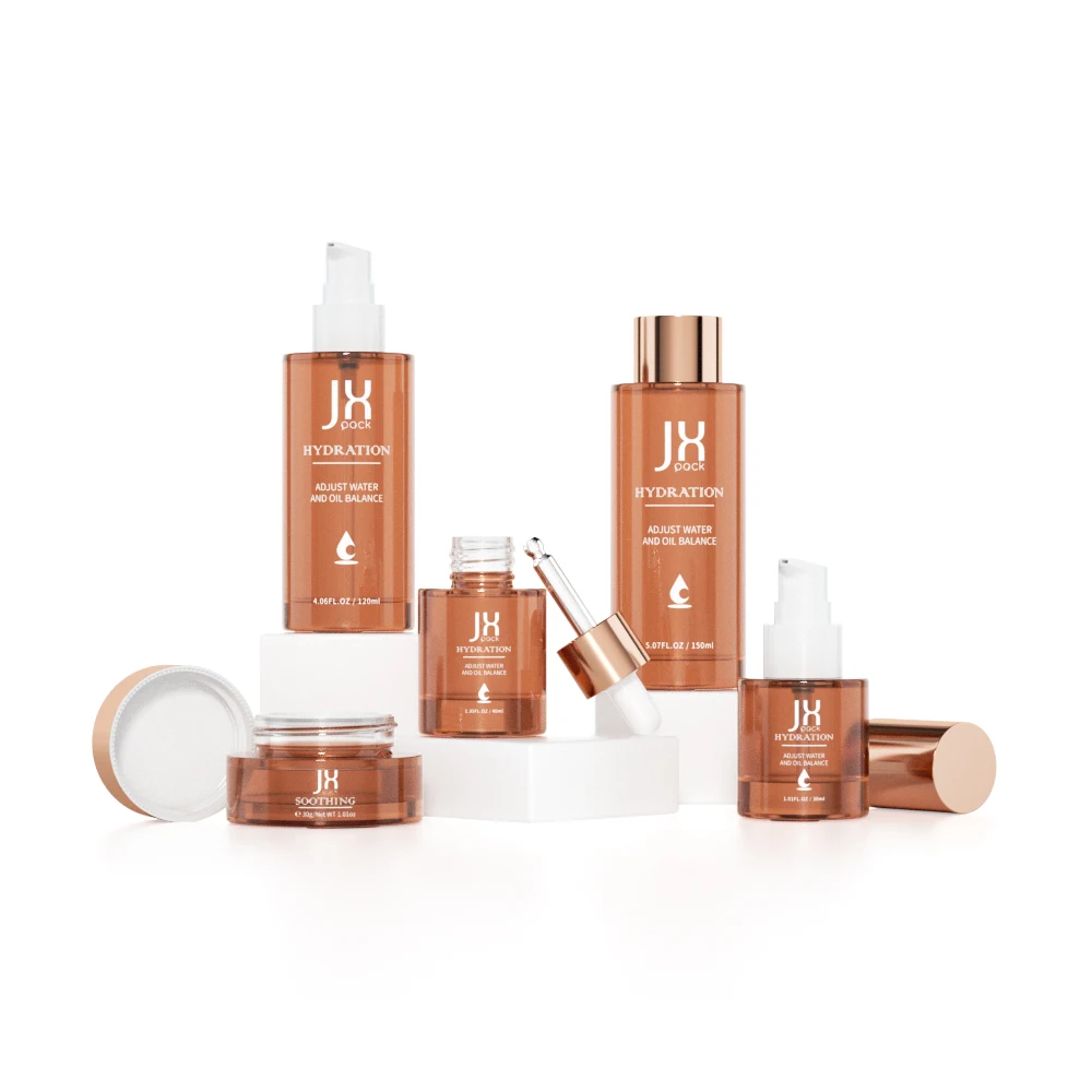 wholesale 30 40 50 60 100 120 150 ml skincare packaging empty luxury cosmetic glass lotion pump bottle and cream jar