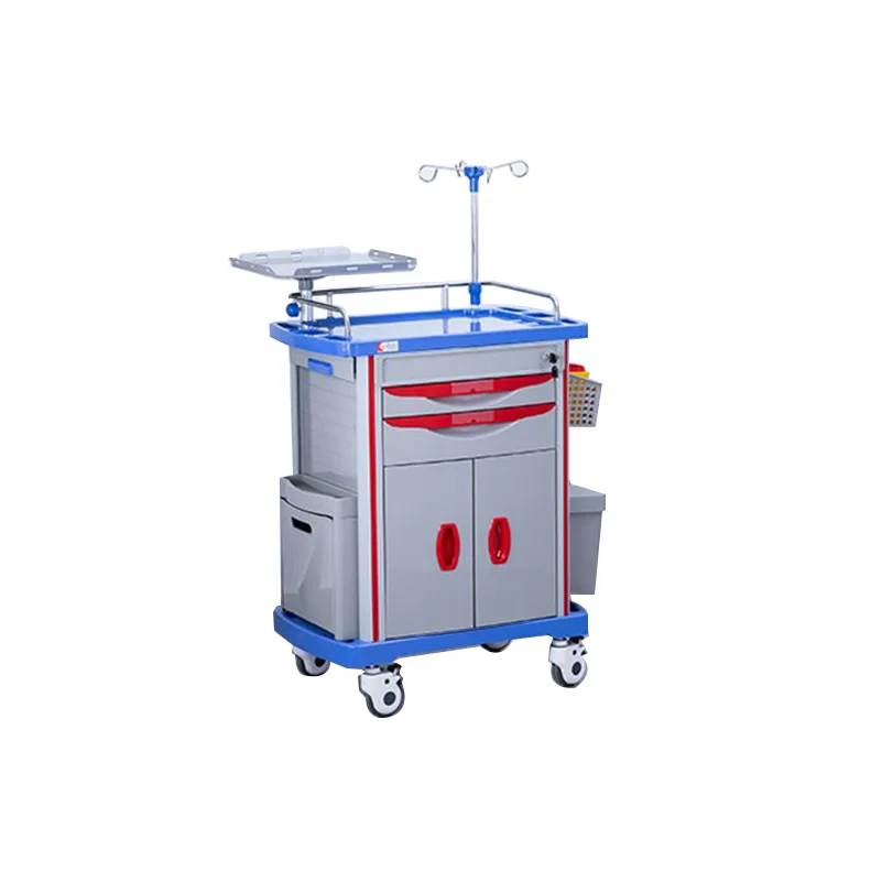 China manufacture Multifunction ABS Plastic Hospital Anaesthesia Trolley Medical Medicine Emergency Trolley