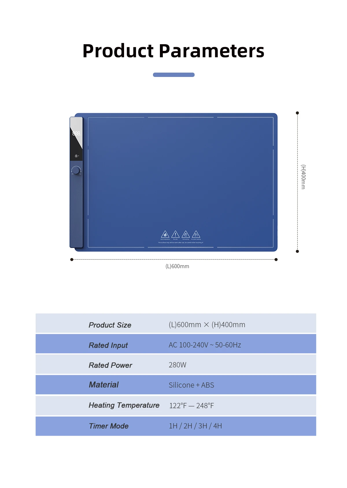 2024 Ama-zon Hot Sell Smart Home Appliance Roll-Up Foldable Timer Function and Safety Lock Food Warming Mat For Food