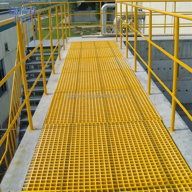 high strength yellow plastic grating 38*38*38mm FRP floor for car wash