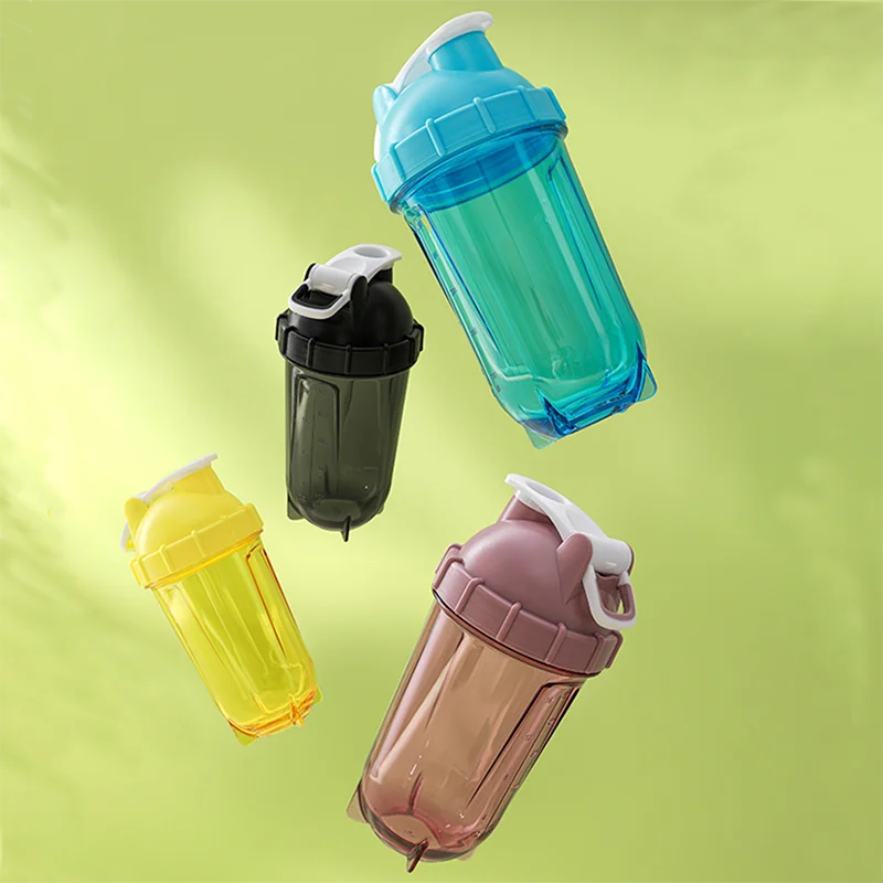 Protein shaker bottle custom logo fitness sports water bottle with stainless steel mixer ball