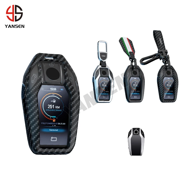 Zinc alloy carbon fiber lcd display smart key case for BMW 5 7 X series G11 G12 G30 G31 G32 i8 I12 I15 G01 G02 G05 G07