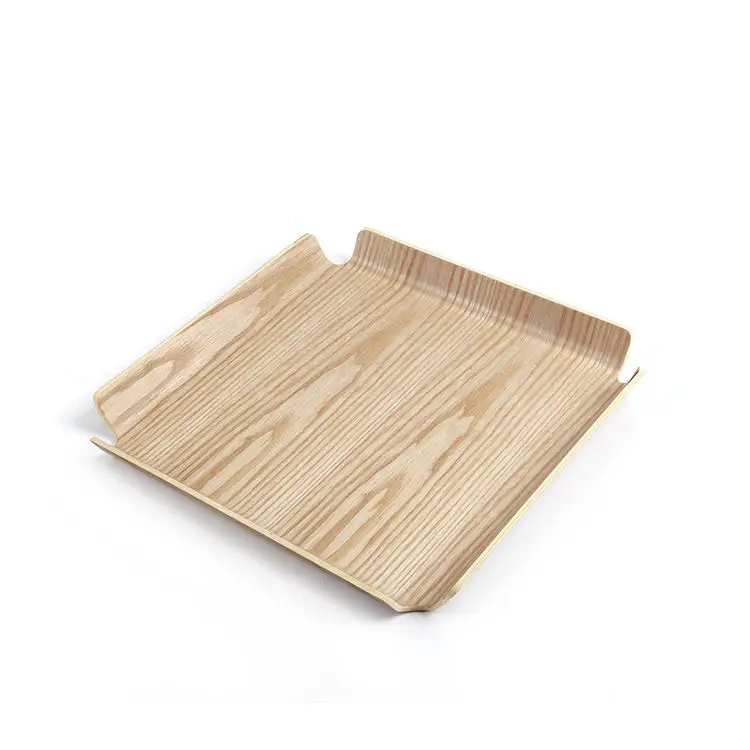 plywood wooden willow veneer large square trays with non slip coating