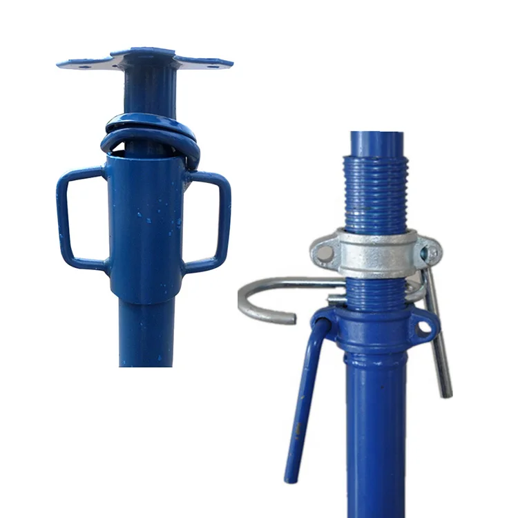 Steel props italian supports color , blue  yellow color steel top/base plate,steel prop stand for formwork 5.5m jack