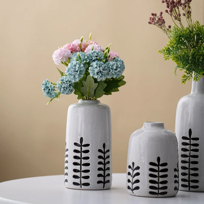 Nordic Ceramic Vase for Wedding Decorations Modern Luxury Tabletop Artificial Flower Antique Pottery