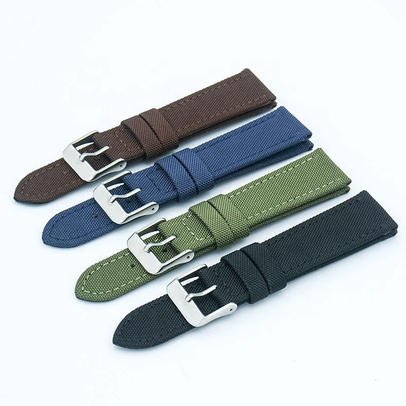portuguese watch replacement 20mm 21mm 22mm sport blue nylon watch band fabric canvas leather watch strap