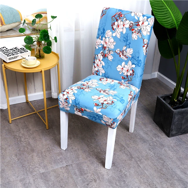 Новинка 2020, оптовая продажа, универсальные эластичные чехлы на обеденные стулья из спандекса с изображением блока из лайкры для кухни/зала/гостиной