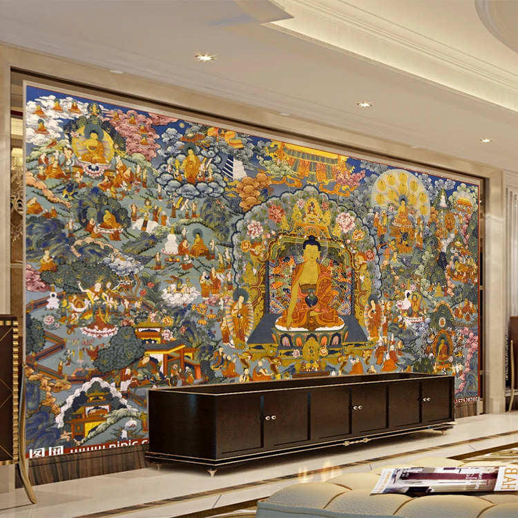 Sakyamuni бесшовные большие фрески буддийские храмы фоновые обои для отеля