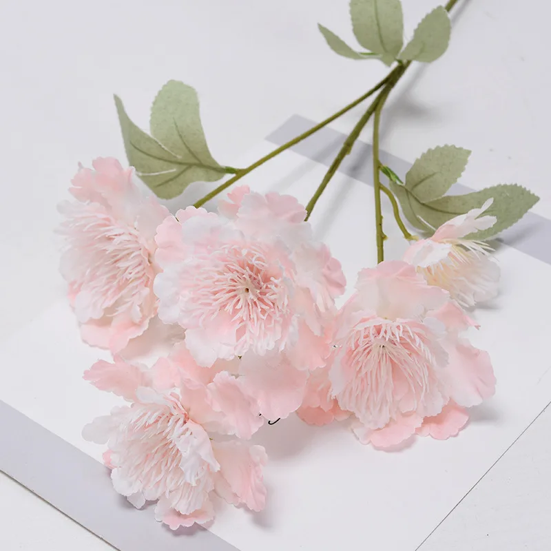 Hot Sale 60 cm Rose Pink Silk Peony Artificial Flowers Bouquet Decorative Peony Flower  For Home Wedding Decoration