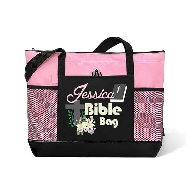 Custom Christian Tote Bags with Flower Faith Church Tote Bag Bible Tote Bag