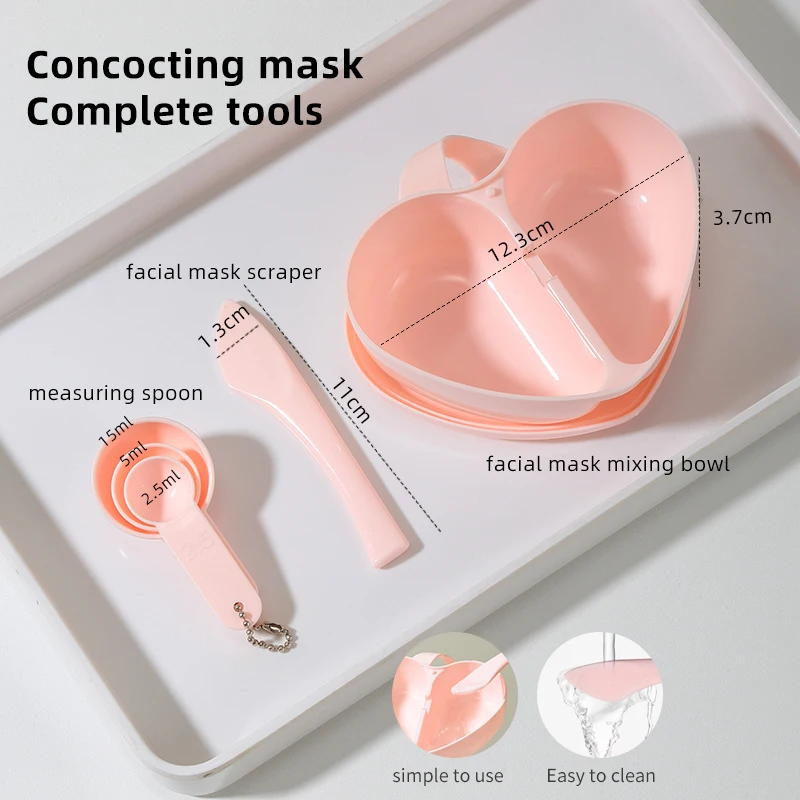 Factory Wholesale heart shaped separating beauty bowl eco-friendly face 4 in 1 mask applicator spatula and mixing bowl SY442