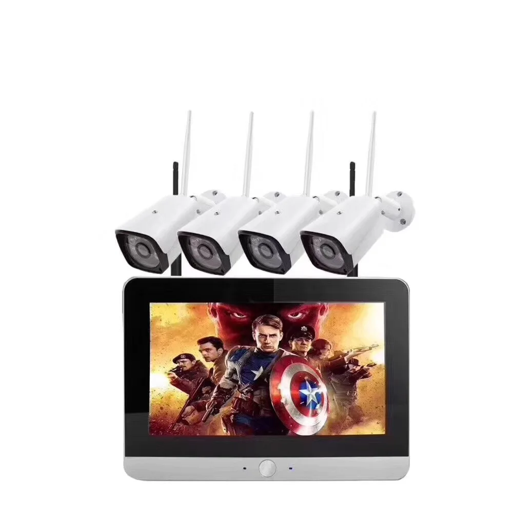  Разумная цена Заводская работа 1080P 2MP беспроводной wifi Nvr комплект наружная система охранной сигнализации для дома cctv монитор 4