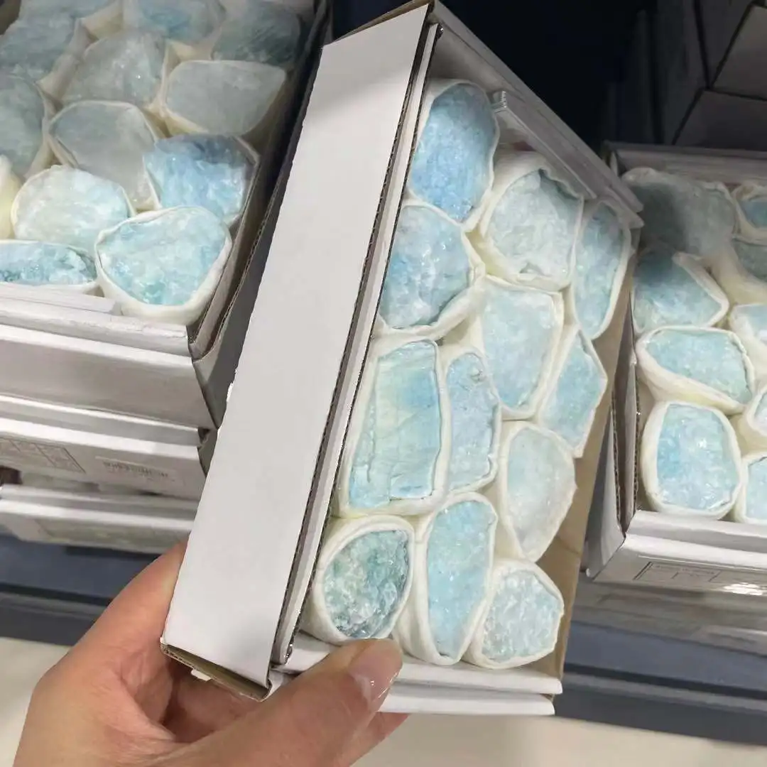 Natural crystal blue aragonite raw rough quartz box specimen fengshui healing folk crafts stone for