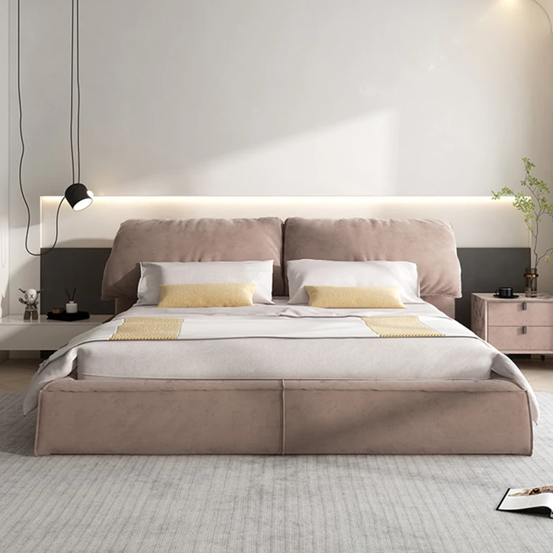 Nordic style high quality furniture luxury high fabric 1.5m king size bed modern double up-holstered bed for bedroom