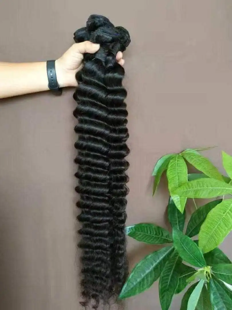 Amara Good Quality cuticle align deep wave bundles deep wave hair bundles 5x5 closure high quality deep wave bundles