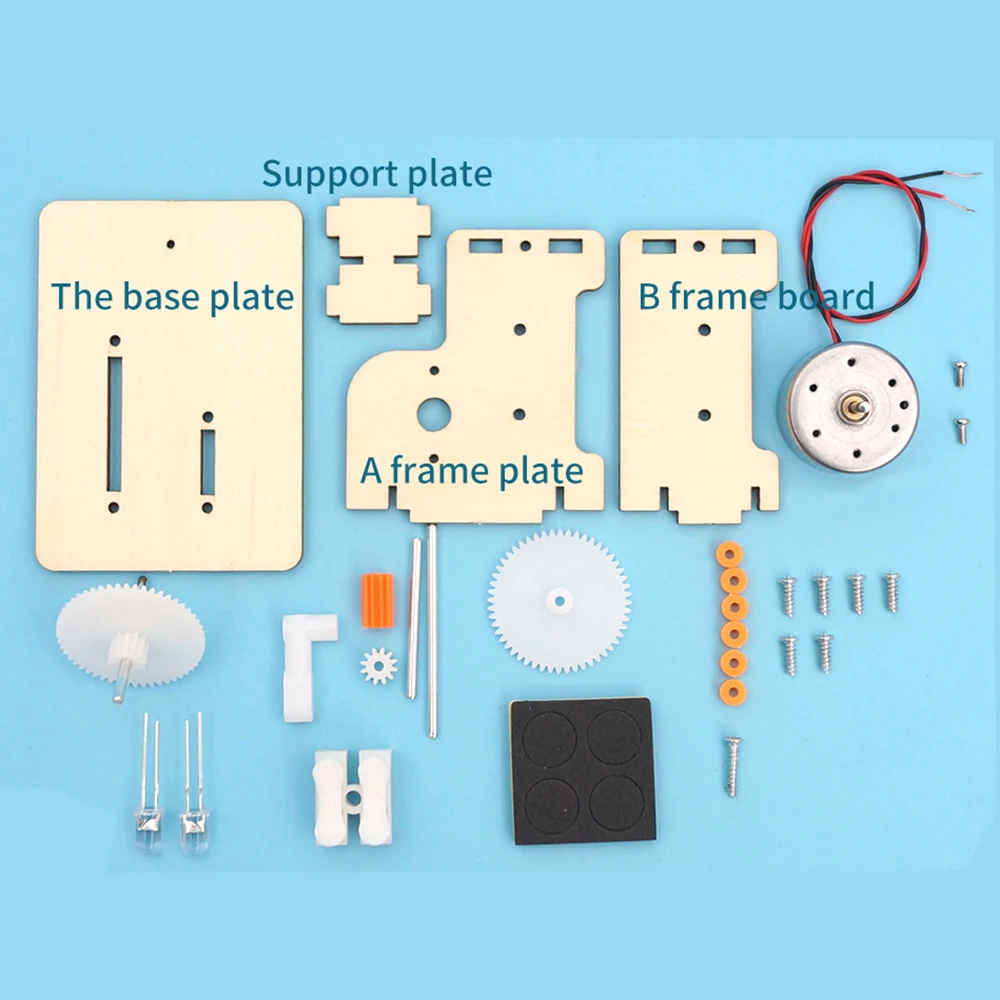 DIY Wooden Hand Cranked Generator D-11A Kids Physical Gear Science Experiment Kits Educational Teaching Games Wooden Puzzle Toy