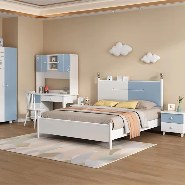 Modern Kids Bedroom Furniture King Size Button Tufted Tall Headboard Upholstered White Leather Side Lift Children Storage Bed