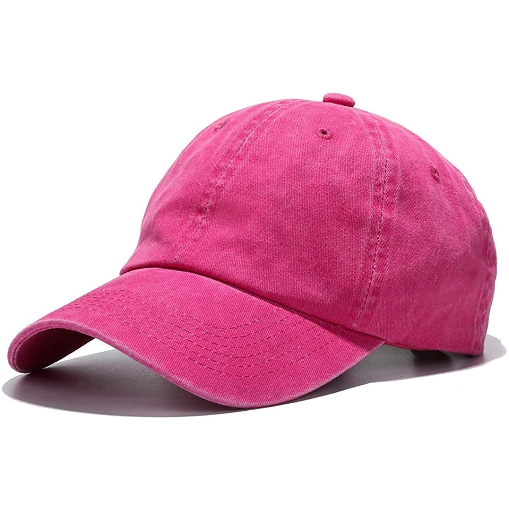 fuchsia color 6 Panels Low profile Soft Crown 100% Cotton Washed Solid Cotton Pigment Dyed Unstructured Baseball Cap
