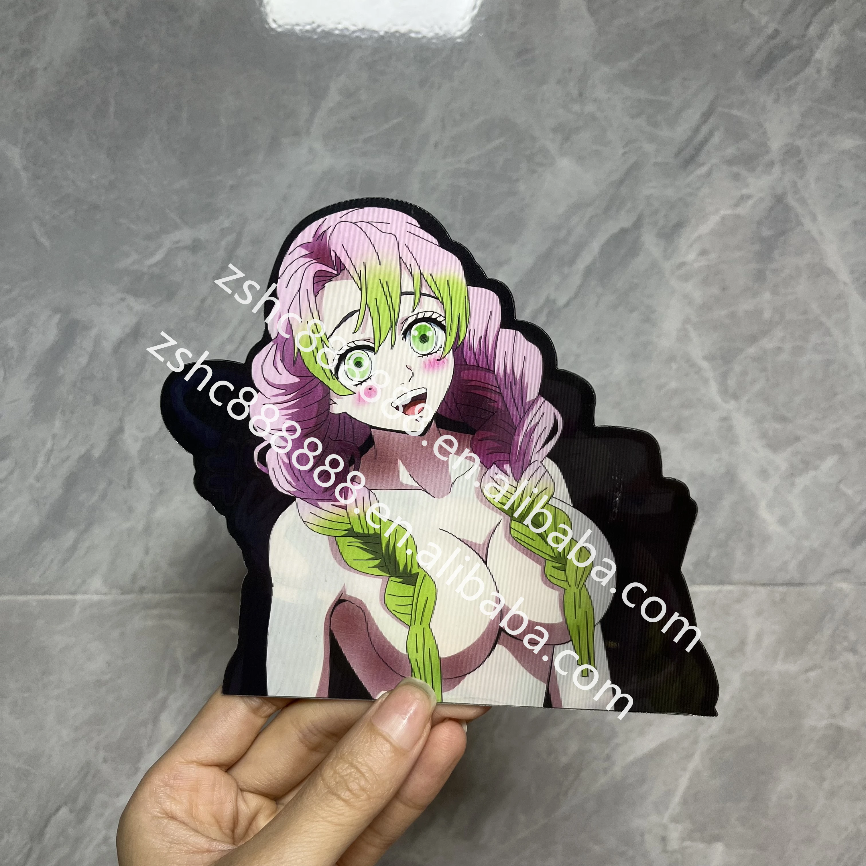 New Season Anime Demon Slayer 3D Motion Stickers Sexy Cute Girl Lenticular Flip Car Decars Laptop Water Cup Decor