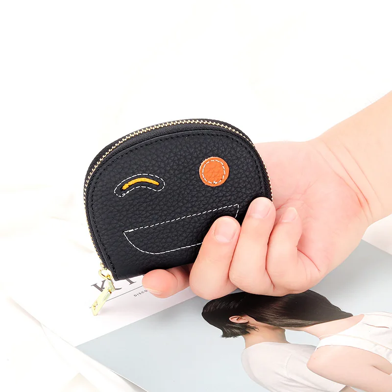 Cute Creative Ladies Zipper Designer Mini Women Wallet Genuine Leather Credit Card Carder with Coin Purses For Girls