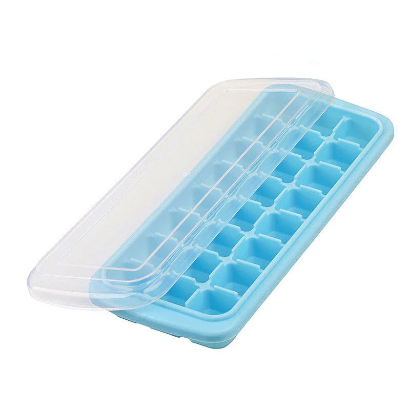 24 cavity silicone square ice cube mold with PP lids